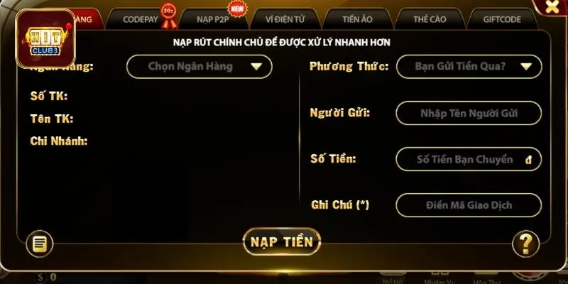 Hướng dẫn nạp tiền vào tài khoản cổng game
